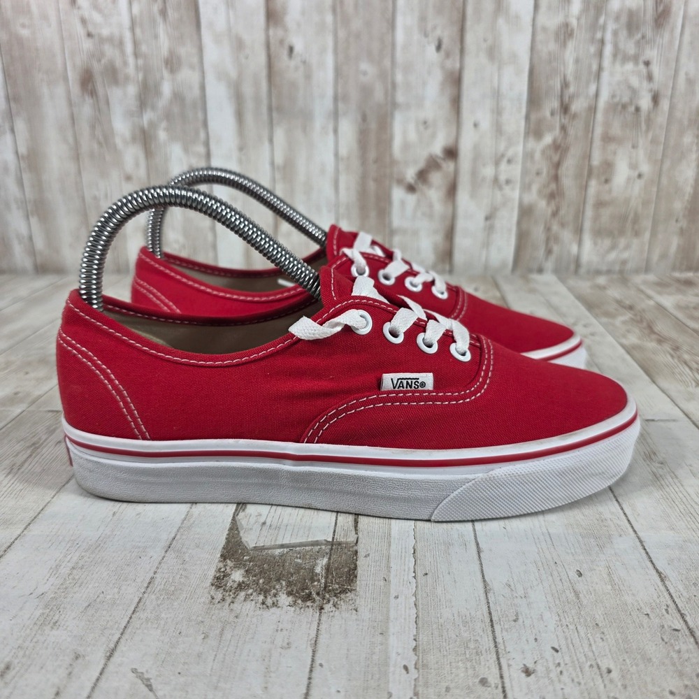 Vans Authentic Red Canvas Low Top Skate Sneakers Womens 7 Mens 5.5
